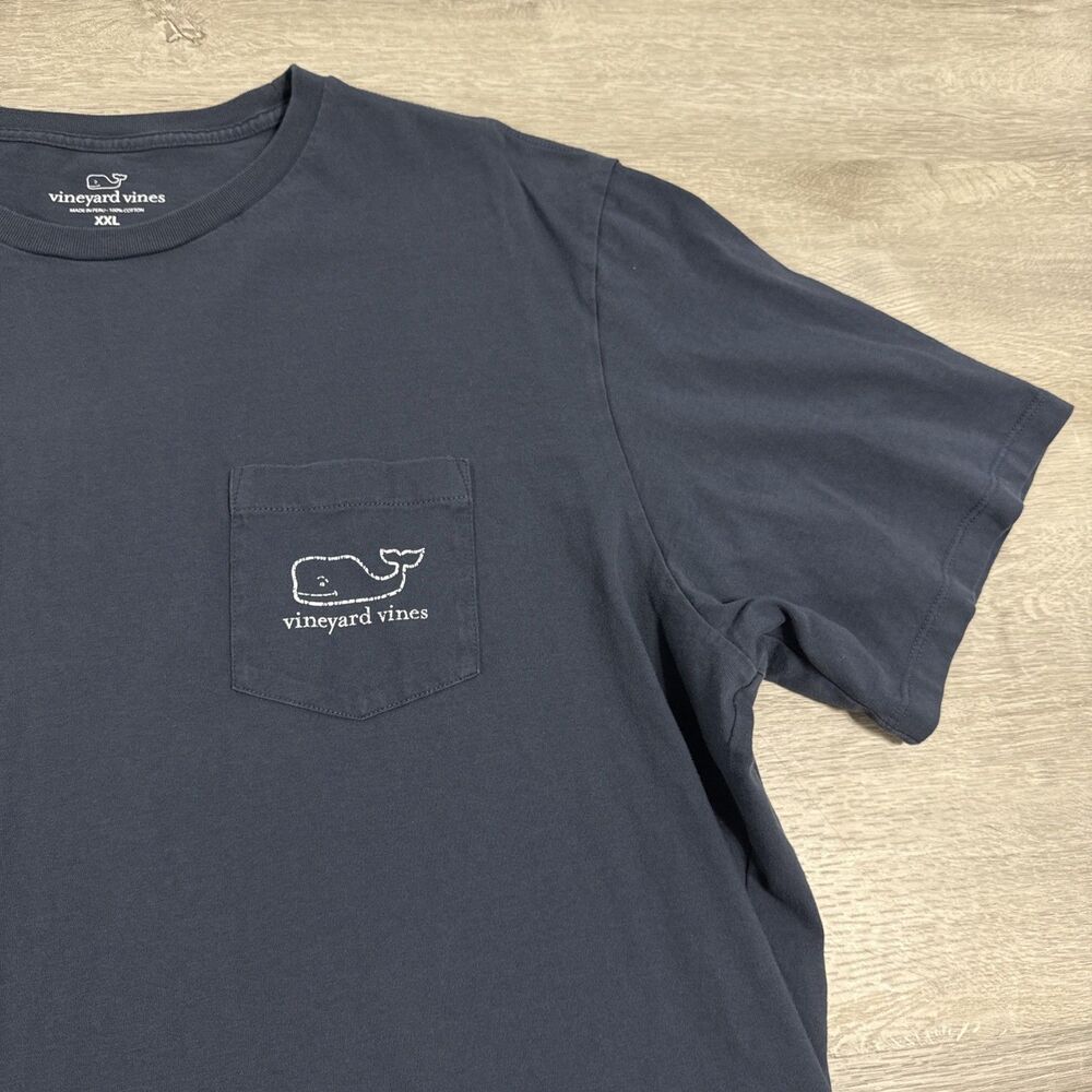 Vineyard Vines Shirt Pocket Logo Whale Men's Blue 2XL 100% Cotton Tee - Picture 4 of 9